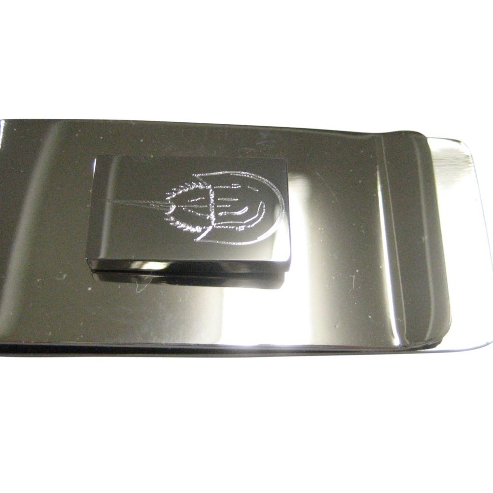 Silver Toned Rectangular Etched Horseshoe Crab Money Clip